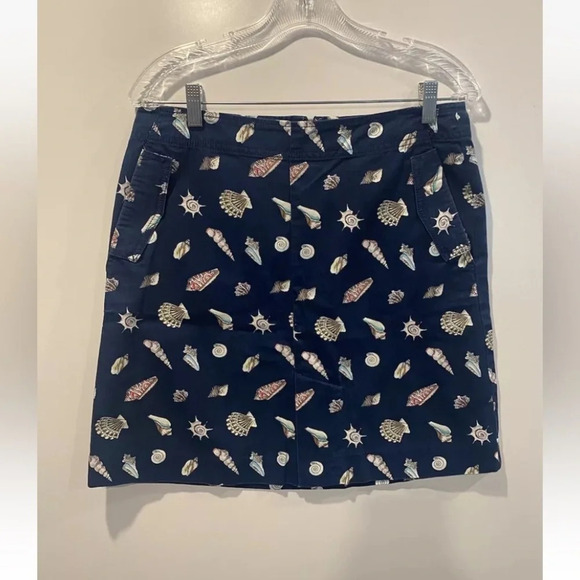 Talbots Petites Navy Nautical Seashell Print‎ Skirt Womens Size 8P (477) - Picture 1 of 5